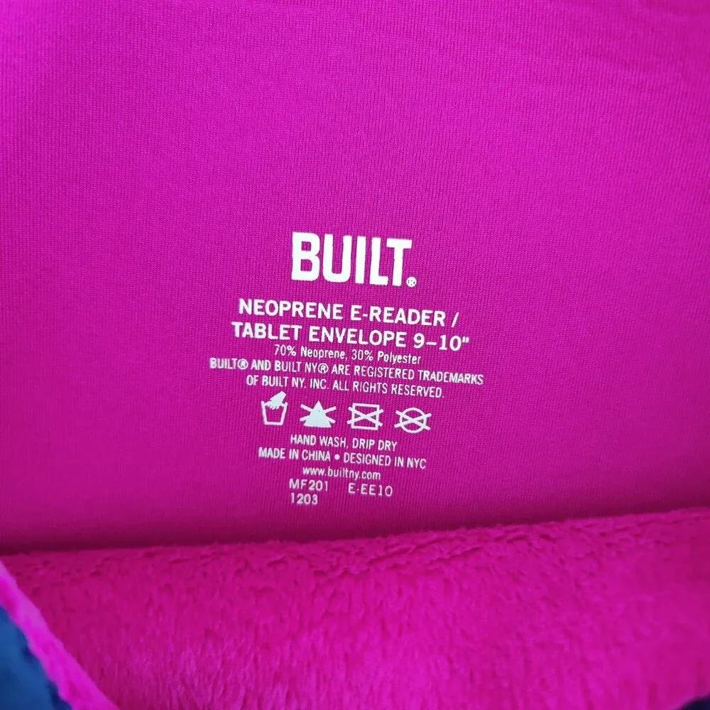 Built Neoprene Envelope for iPad Tablet Blue Pink Touch Closure Zip Pocket
